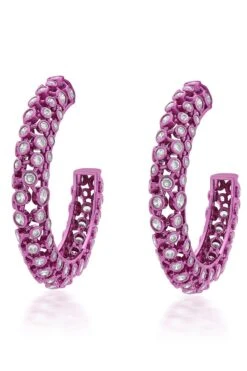 Isharya Pink Handcrafted Mesh Earrings -Celestiagem Jewelry Shop 22ip29 2
