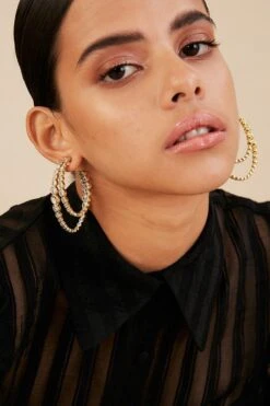 Isharya Aura Gold Double Hoop Earrings