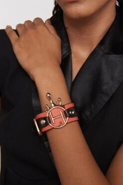 Outhouse Sundial Orange Vegan Leather Bracelet