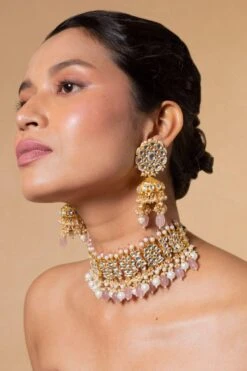 Riana Jewellery Pink Jadtar Necklace Set