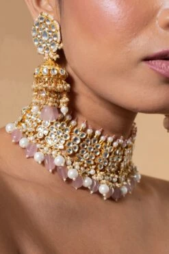 Riana Jewellery Pink Jadtar Necklace Set -Celestiagem Jewelry Shop 25434rj1 3