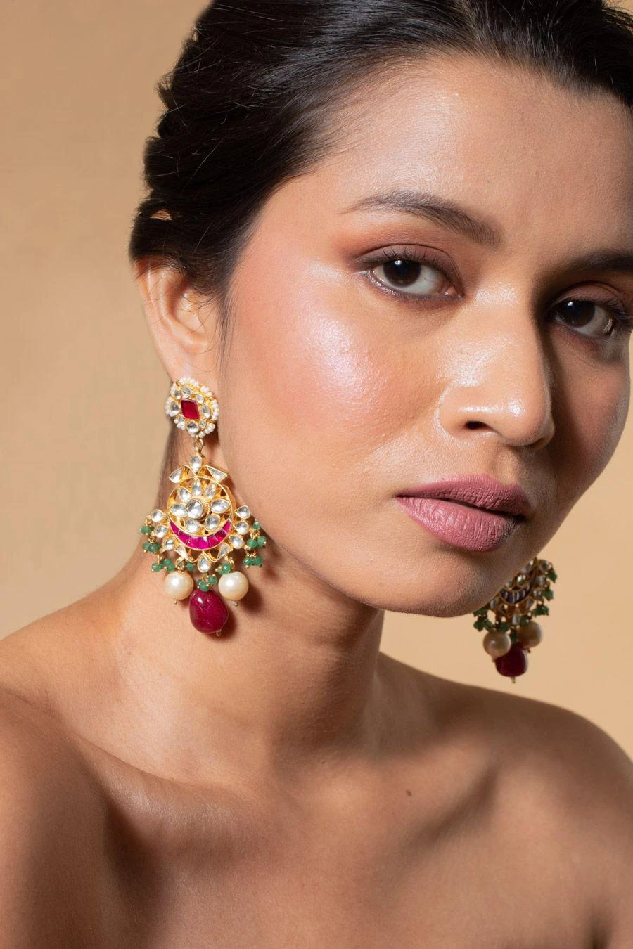 Riana Jewellery Red Jadtar Necklace Set 4 Riana Jewellery Red Jadtar Necklace Set - Image 2