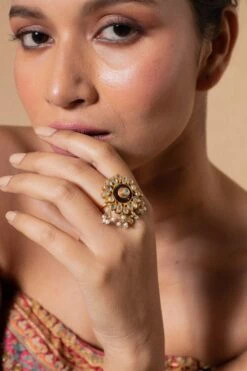Riana Jewellery Brown Meenawork Ring