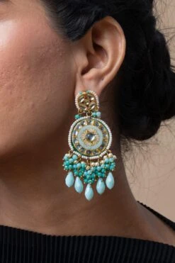 Turquoise Jewels Green Meenakari Work Earrings -Celestiagem Jewelry Shop 25723tse4 3