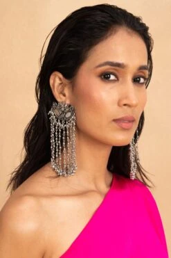 Ritika Sachdeva Silver Beaded Lotus Earrings -Celestiagem Jewelry Shop 260523rs04 2