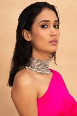 Ritika Sachdeva Silver Plated Jaali Choker -Celestiagem Jewelry Shop 260523rs07 2