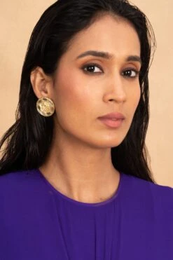 Ritika Sachdeva Gold Mirror Studded Studs