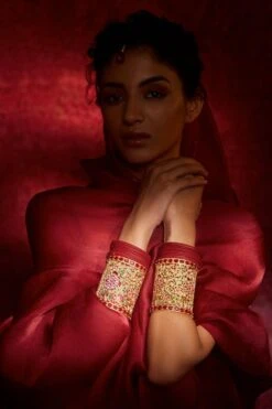 Tarun Tahiliani Accessories Fuchsia Handcrafted Kada