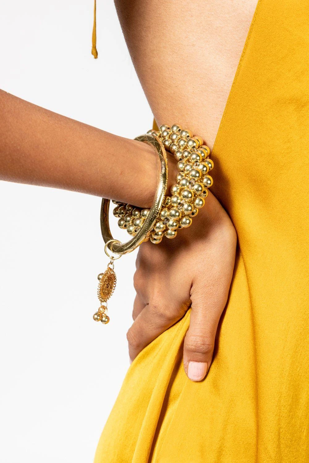 Ritika Sachdeva Golden Beaded Bangle Stack 4 Ritika Sachdeva Golden Beaded Bangle Stack - Image 2