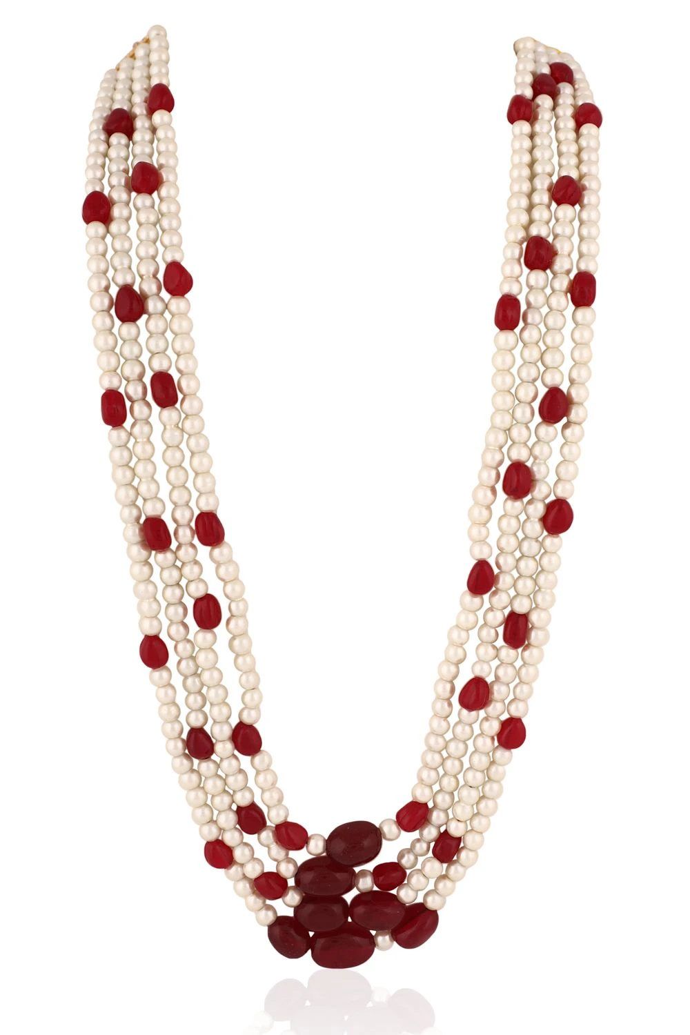 Riana Jewellery Divine Pearl & Ruby Gemstone Necklace 3 Riana Jewellery Divine Pearl & Ruby Gemstone Necklace