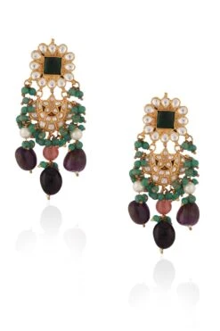 Riana Jewellery Divine Pearl & Purple Jade Adorned Necklace Set -Celestiagem Jewelry Shop 291223ra21 3