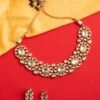 Zevar By Geeta Gold Floral Kundan Necklace Set -Celestiagem Jewelry Shop 2912zg16 1