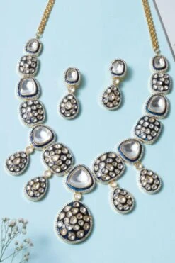 Zevar By Geeta Gold Kundan Floral Necklace Set