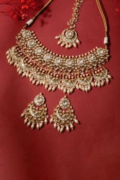 Zevar By Geeta Gold Kundan & Polki Necklace Set