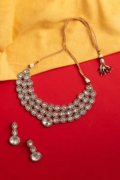 Zevar By Geeta White Polki Necklace Set