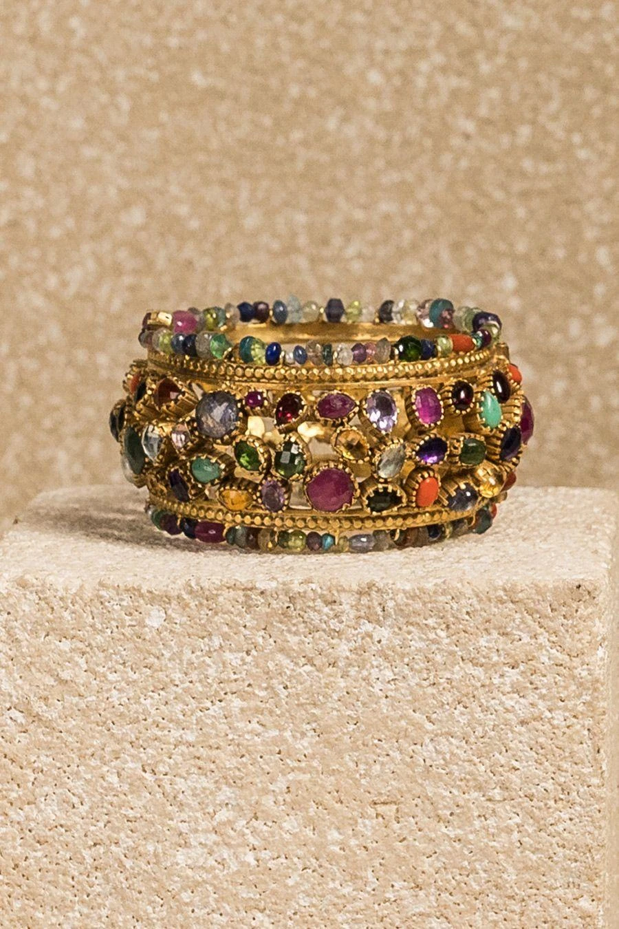 Tarun Tahiliani Accessories Multicoloured Navrattan Cuff 4 Tarun Tahiliani Accessories Multicoloured Navrattan Cuff - Image 2
