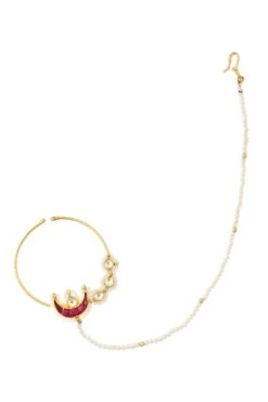 Maisara Pink Gold Finish Jadau Nose Ring