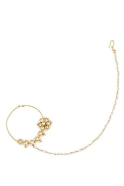 Maisara Gold Finish Jadau Nose Ring