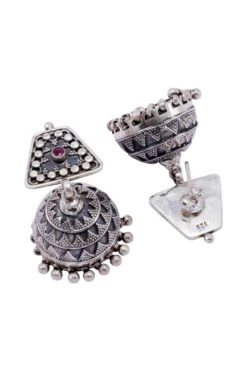 Sangeeta Boochra Sacred Silver Hand-crafted Jhumka Earrings -Celestiagem Jewelry Shop 3124sb22 3