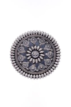 Sangeeta Boochra Round Floral Silver Hand-crafted Ring -Celestiagem Jewelry Shop 3124sb23 3