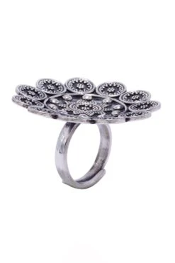Sangeeta Boochra Antique Flora Silver Hand-crafted Ring -Celestiagem Jewelry Shop 3124sb24 3