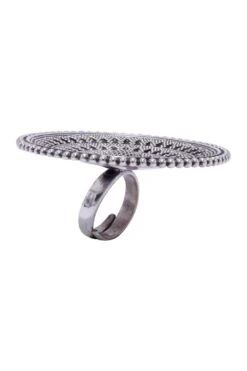 Sangeeta Boochra Round Floral Oxidized Silver Hand-crafted Ring -Celestiagem Jewelry Shop 3124sb28 4