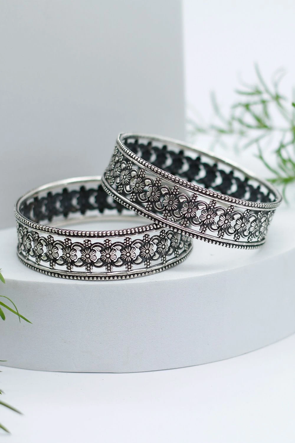 Sangeeta Boochra Traditional Oxidized Silver Hand-crafted Bangle 4 Sangeeta Boochra Traditional Oxidized Silver Hand-crafted Bangle - Image 2