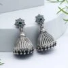 Sangeeta Boochra Silver & Emerald Floral Hand-crafted Jhumkas -Celestiagem Jewelry Shop 3124sb6 1