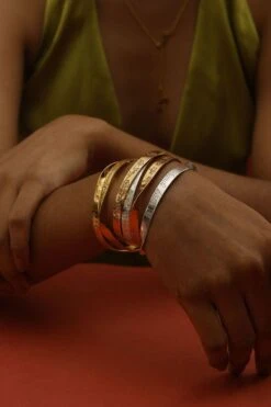 Eina Ahluwalia Nirbhau Nirvair & Chardi Kala Gold Bangle -Celestiagem Jewelry Shop 3412ea8 2