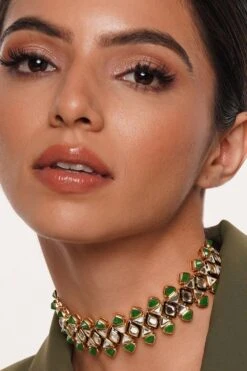 Isharya Green Polki Cut Choker
