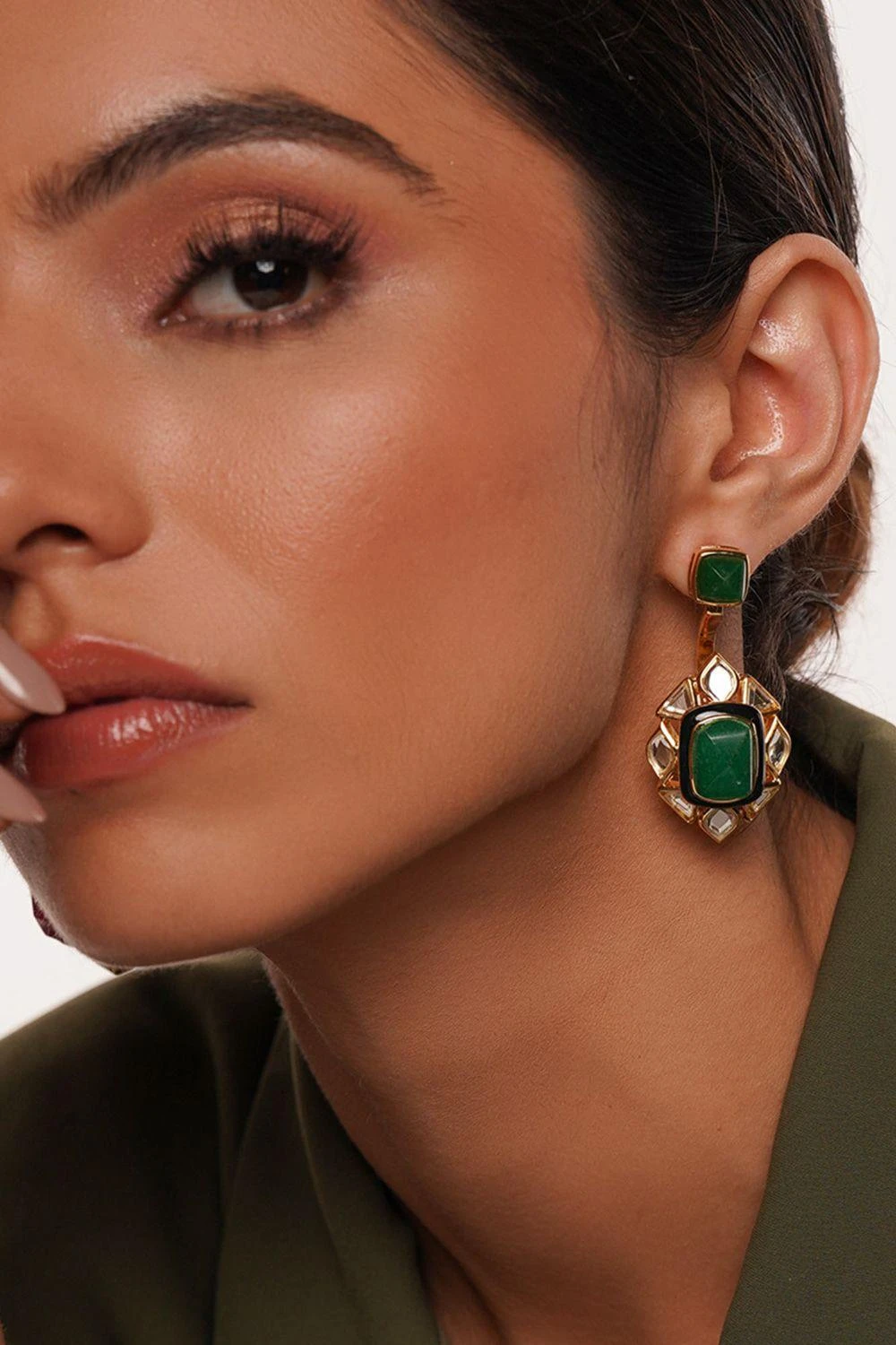 Isharya Green Duplet Earrings 3 Isharya Green Duplet Earrings