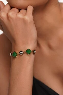 Isharya Green Polki Cut Bracelet