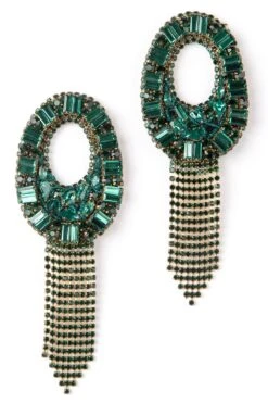 Deepa Gurnani Emerald Gianina Earrings