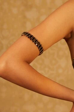 Tarun Tahiliani Accessories Black Bajuband With Stone Crystals