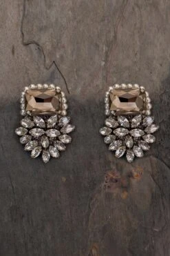 St Erasmus Crystal Square Button Earrings