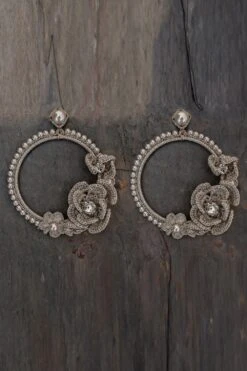 St Erasmus Pearl Embellished Floral Earrings