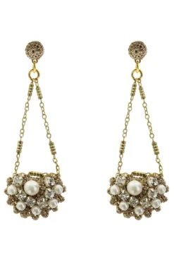 St Erasmus Crystal And Pearl Embellished Danglers