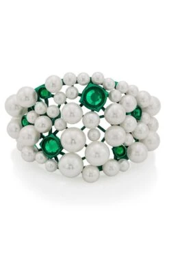 Isharya Zeenat Green Quartz Pearl Cuff -Celestiagem Jewelry Shop 62iq24 2