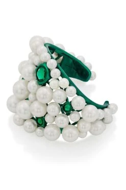 Isharya Zeenat Green Quartz Pearl Cuff -Celestiagem Jewelry Shop 62iq24 3
