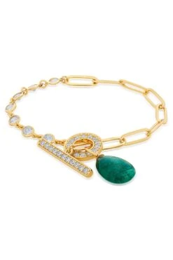 Isharya Sultana Green Quartz Toggle Bracelet -Celestiagem Jewelry Shop 62iq3 2