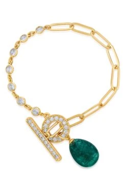 Isharya Sultana Green Quartz Toggle Bracelet -Celestiagem Jewelry Shop 62iq3 4