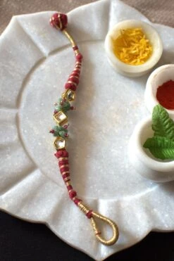 Heer- House Of Jewellery Red Polki Rakhi Bracelet -Celestiagem Jewelry Shop 6723hr19 2