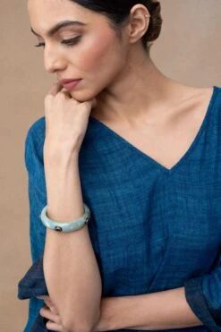 Zayn By Sunena Hand Carved Jade Bangle