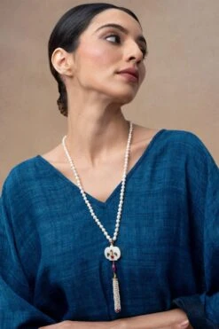 Zayn By Sunena White Agate Hand Carved Necklace -Celestiagem Jewelry Shop 7823zs9 3