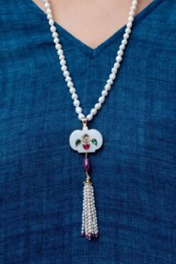 Zayn By Sunena White Agate Hand Carved Necklace -Celestiagem Jewelry Shop 7823zs9 4