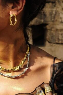 Studio Metallurgy Chunky Coral Loop Earrings -Celestiagem Jewelry Shop bc er 07 2