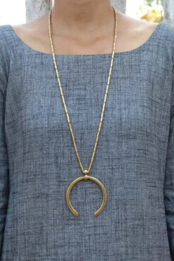 Messiah Craft Plain Brass Horse Shoe Pendant Necklace