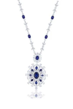 Diosa Paris White & Blue Swarovski Zirconia Necklace