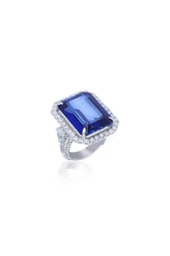 Diosa Paris Blue & White Cocktail Ring