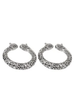 Sangeeta Boochra Handcrafted Silver Cuffs With Peacock Motif -Celestiagem Jewelry Shop sbb 1104 3